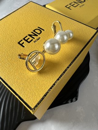FENDI Pearl FF Charm Ear Jacket Earrings