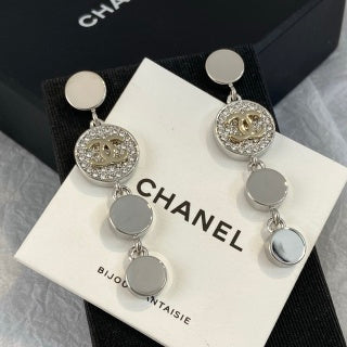 CHANEL Valerina Silver Medallion Drop Earrings